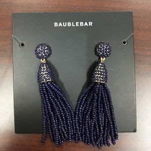 Bauble Bar tassel earrings. Navy/gold. Brand new