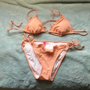 Victoria Secret Peach 🍑 Ruffled Bikini Set