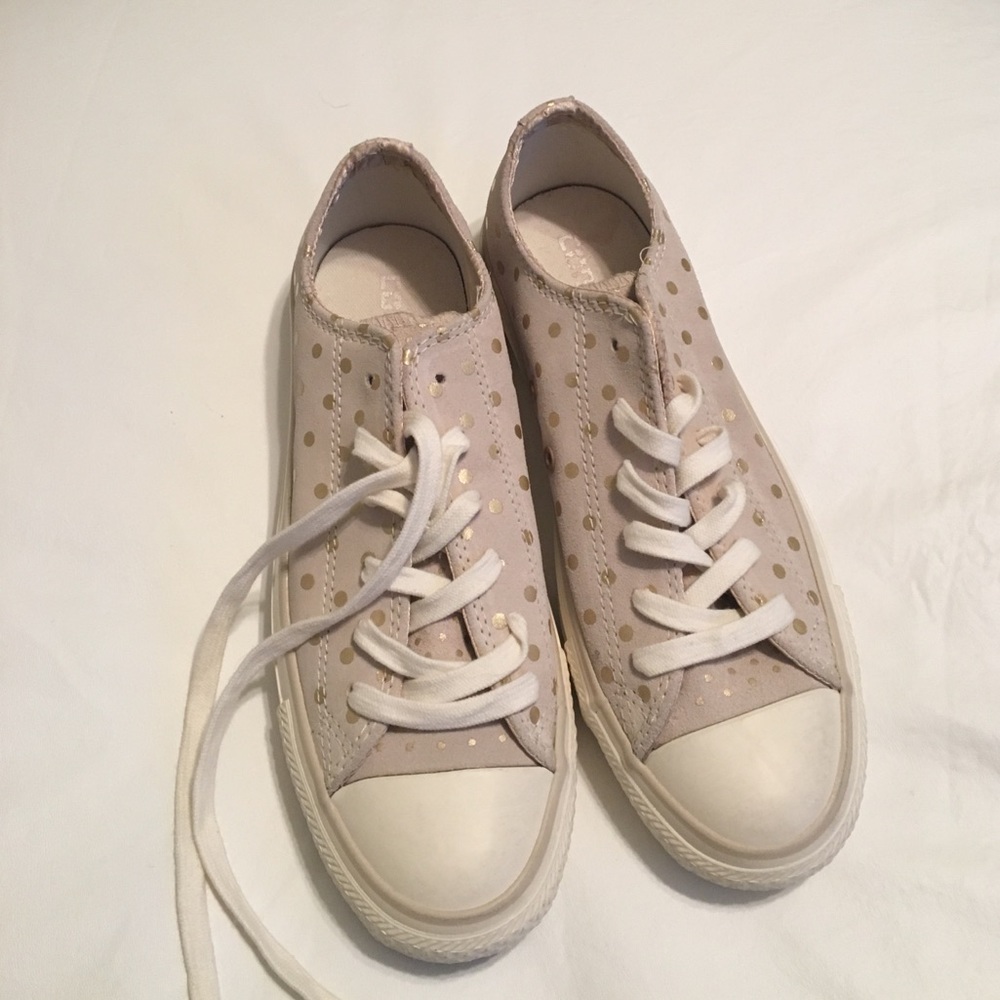 Gold Polka Dot Leather Chuck Taylors