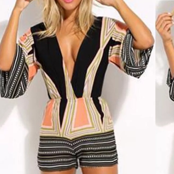 GORGEOUS UNIQUE ORANGE & BLACK ROMPER!! 🔥✔️🔶 - Picture 2 of 8