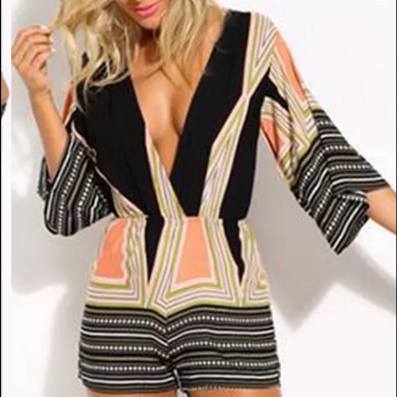 GORGEOUS UNIQUE ORANGE & BLACK ROMPER!! 🔥✔️🔶 - Picture 3 of 8