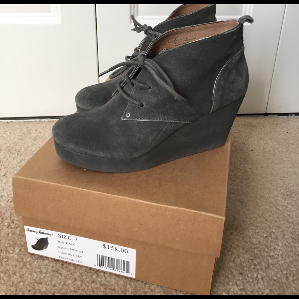 Suede wedge booties