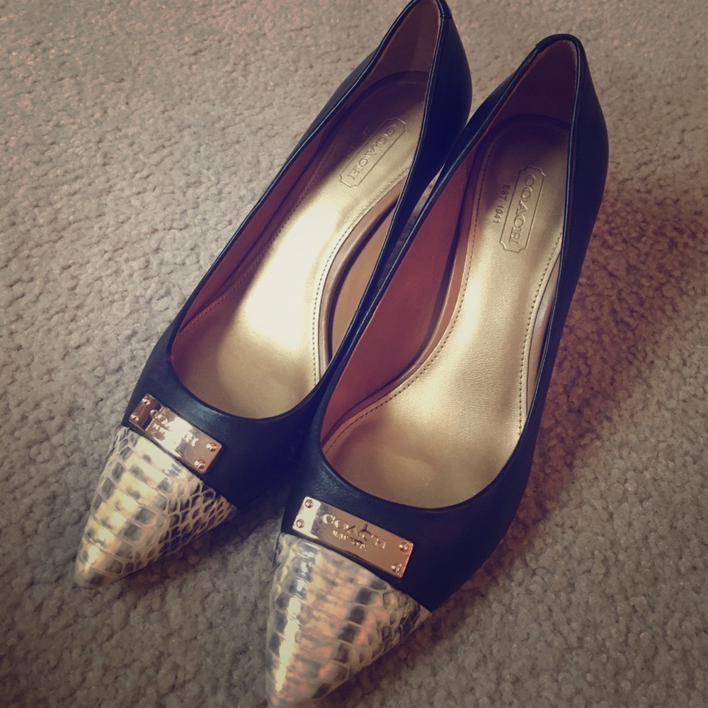Black Coach pointed-toe pumps!