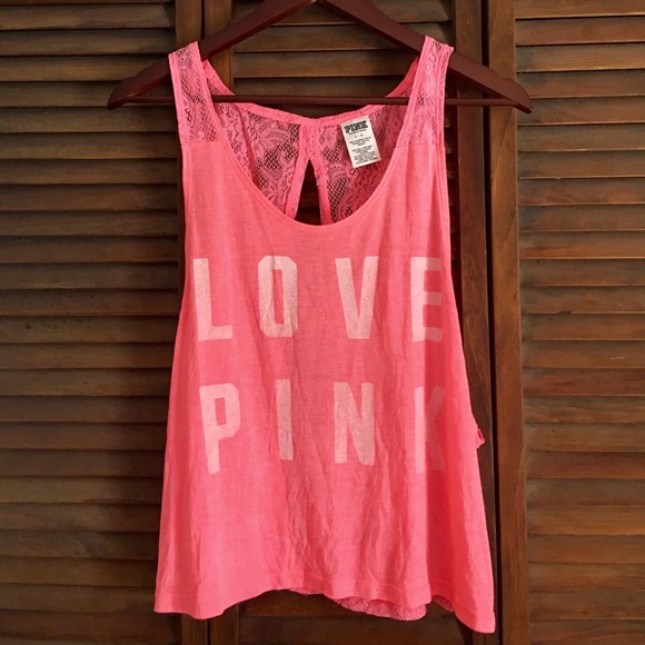 PINK Victoria's Secret Tops - PINK Open Lace Back Tank EUC