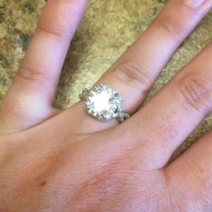 2kt Sapphire Stone 925 Silver Engagements Ring sz7