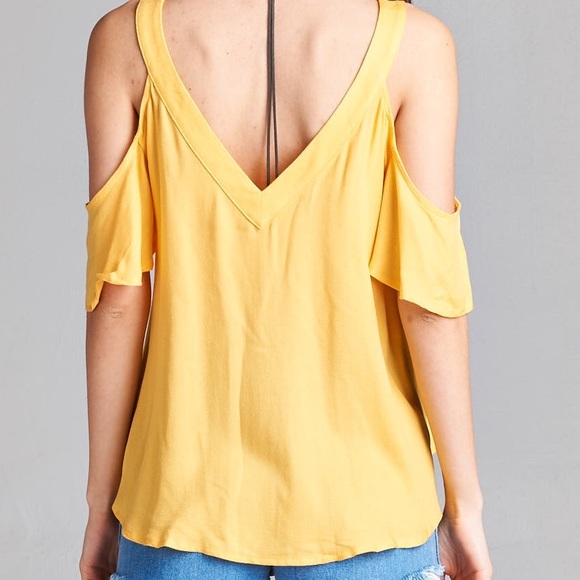 BLACK Cold Shoulder Strappy Top - Picture 3 of 4