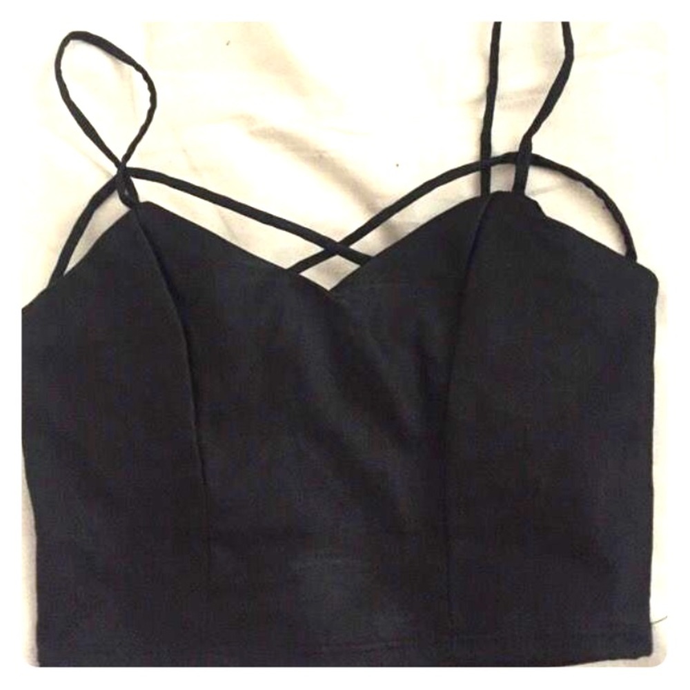 Leather faux crop top