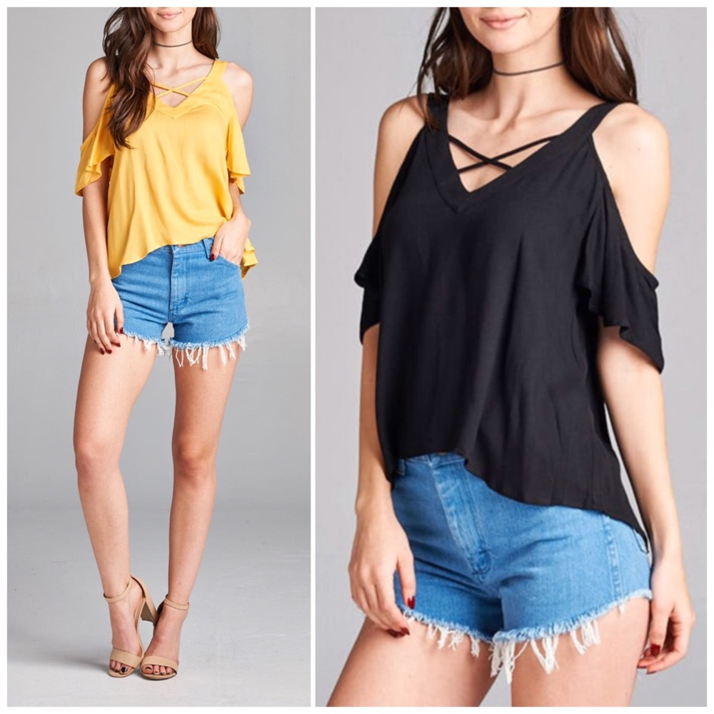❗️CLEARANCE ❗️Olive Cold Shoulder Strappy Top - Picture 4 of 4