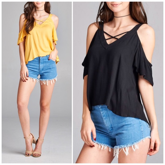 ❗️CLEARANCE ❗️Olive Cold Shoulder Strappy Top - Picture 4 of 4