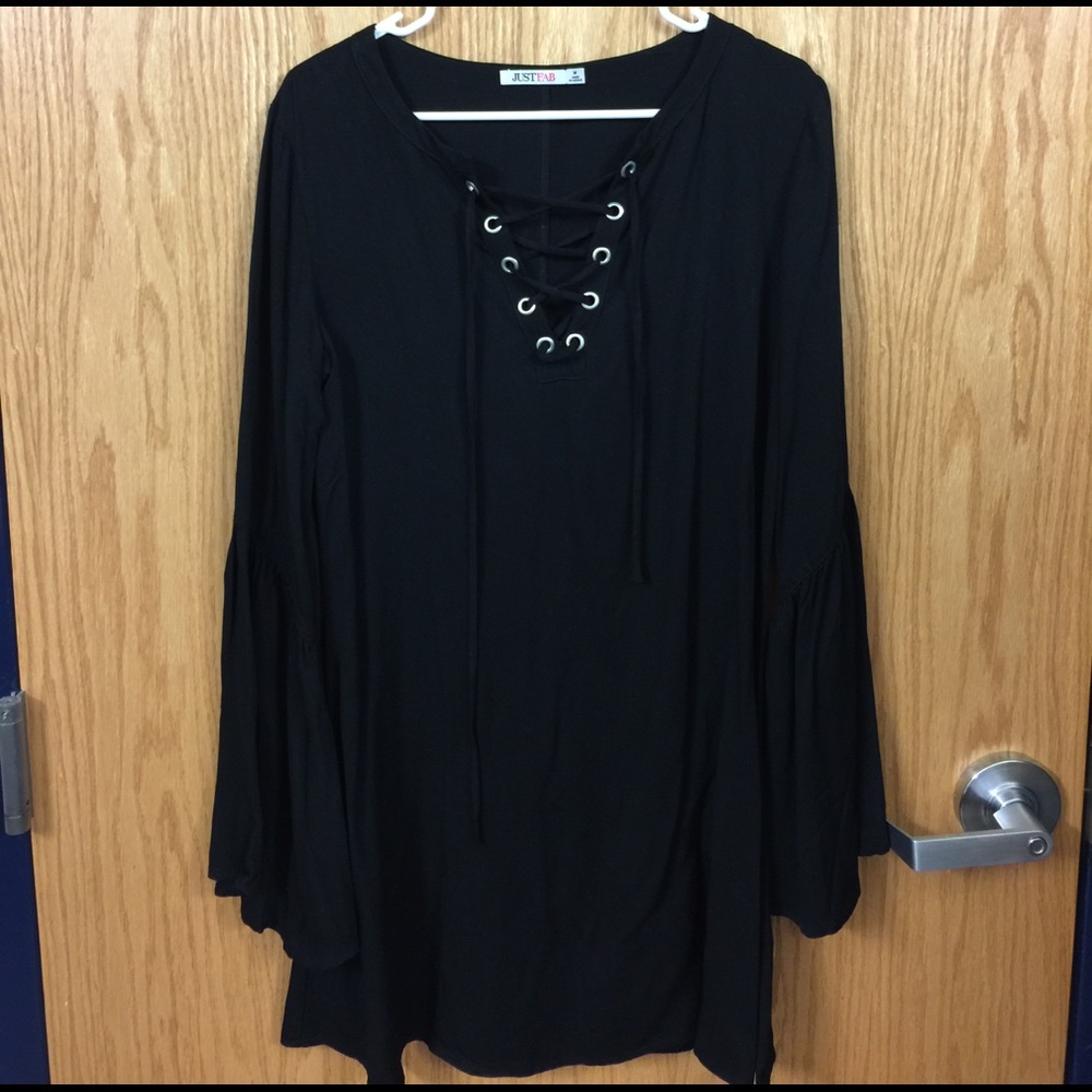 Just fab lace up swing dress