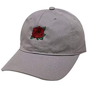 Rose Embroidery Cotton Baseball Cap LIGHT GRAY