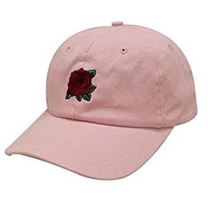 Rose Embroidery Cotton Baseball Cap LIGHT PINK