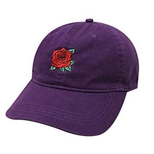 Rose Embroidery Cotton Baseball Cap PURPLE