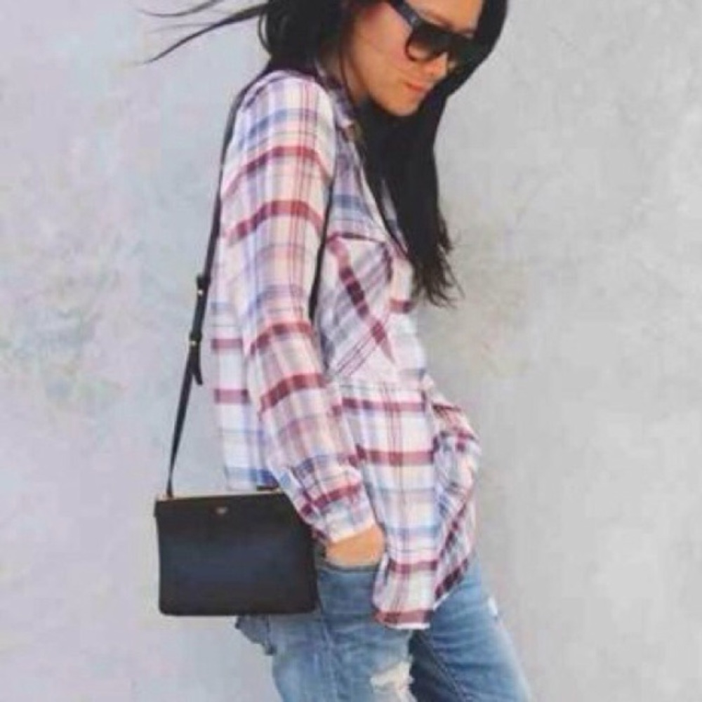 Zara Sheer Plaid Flannel Button Down Shirt