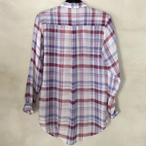 Zara Sheer Plaid Flannel Button Down Shirt - Picture 3 of 4