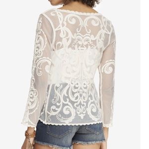 Express lace top in natural ivory