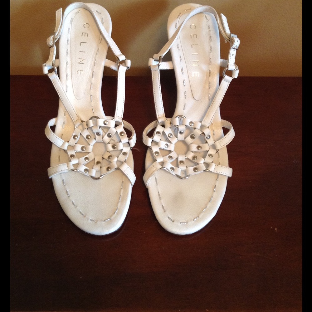 CELINE , authentic Celine white high heel shoe