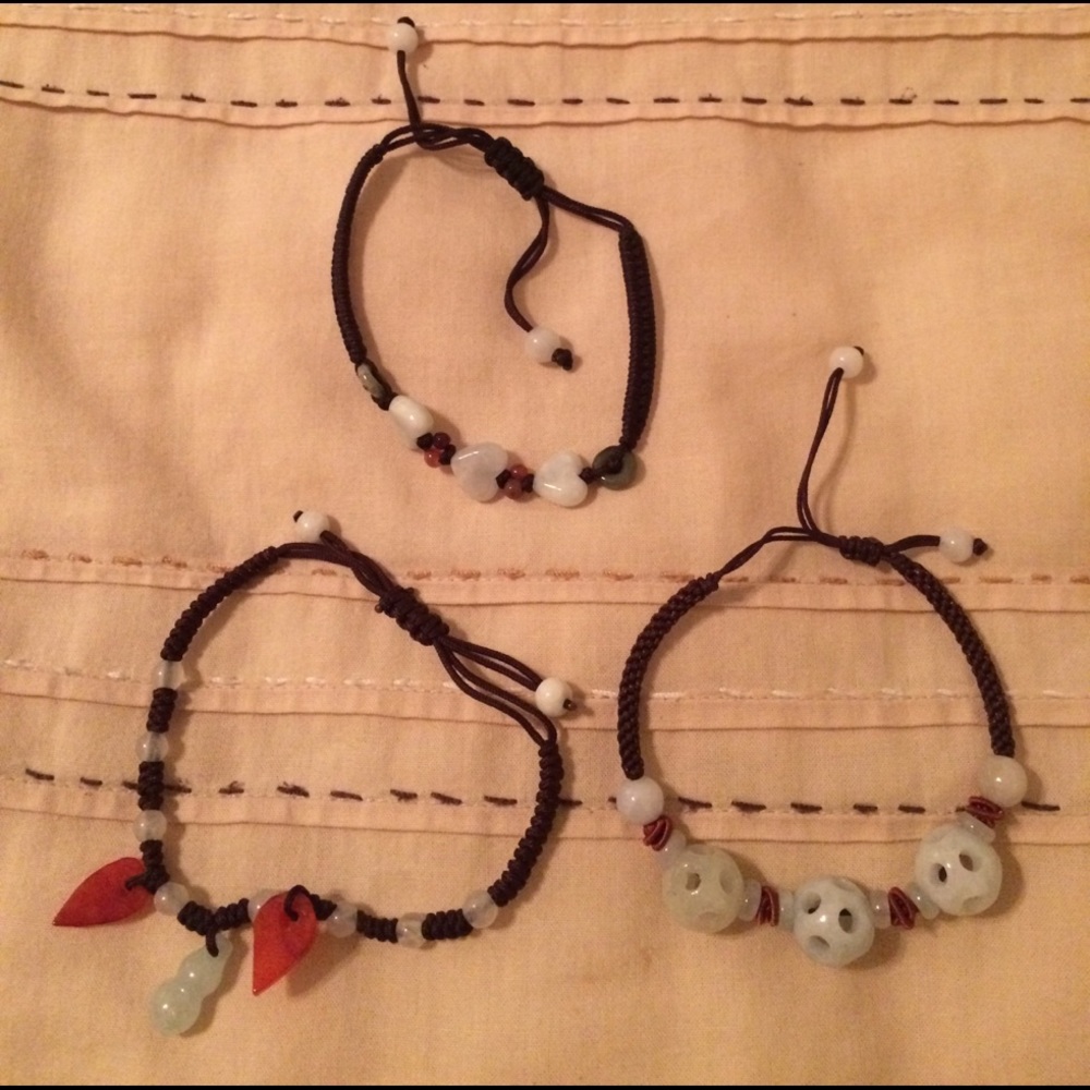 Brown braided bracelets with beads