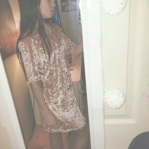 Pastel pink velvet dress
