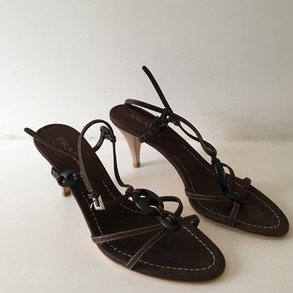 Prada caffe brown strappy  sandals