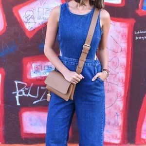 New Look Stretch Denim Cutout Jumpsuit UK 8