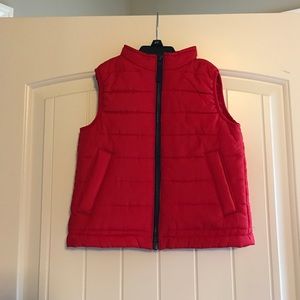Red puff vest