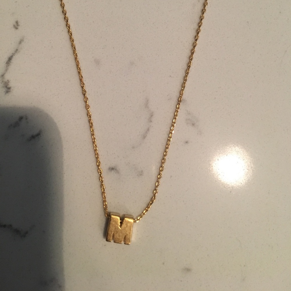 Gold hypo allergy necklace initial "M"