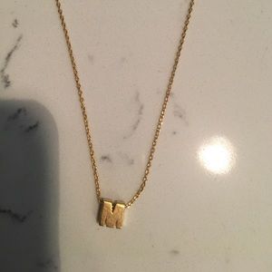 Gold hypo allergy necklace initial "M"
