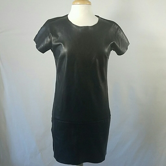 SOLD COS black leather shift dress size XS - Picture 2 of 4