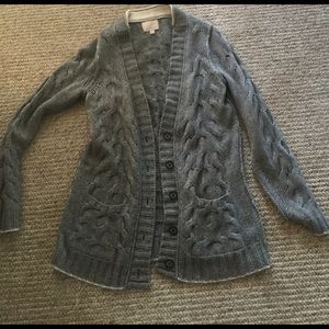 Grey cable knit cardigan