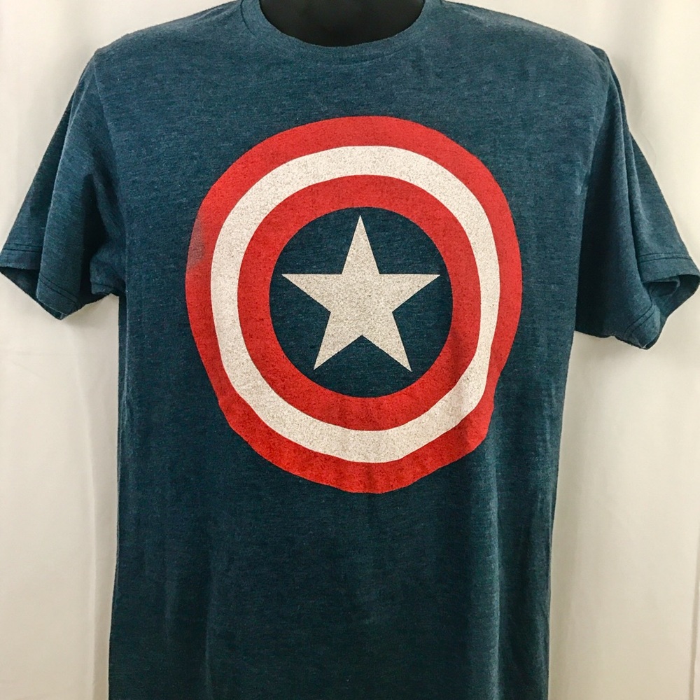 Captain America Logo Men's Medium T-Shirt Blue
