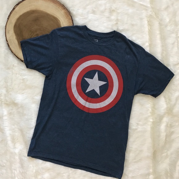 Captain America Logo Men's Medium T-Shirt Blue - Picture 2 of 4