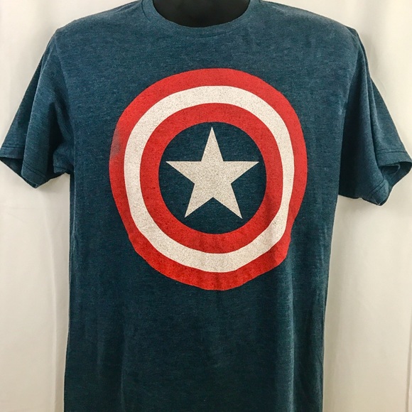 Captain America Logo Men's Medium T-Shirt Blue - Picture 1 of 4