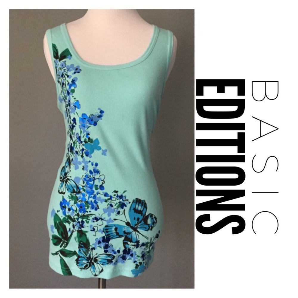 NWOT Floral Tank Top Medium 100% Cotton