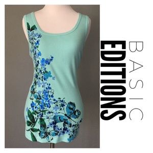 NWOT Floral Tank Top Medium 100% Cotton
