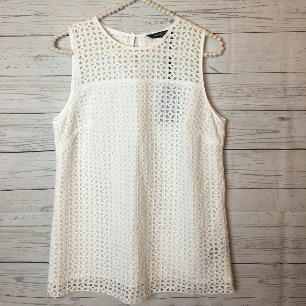 Mario Serani eyelet white sleeveless top