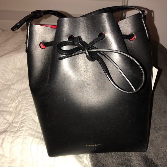 Mansur Gavriel Handbags - Mansur Gavriel Black Bucket Bag Mini with Flamma