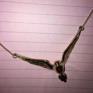 Fossil bird necklace gold