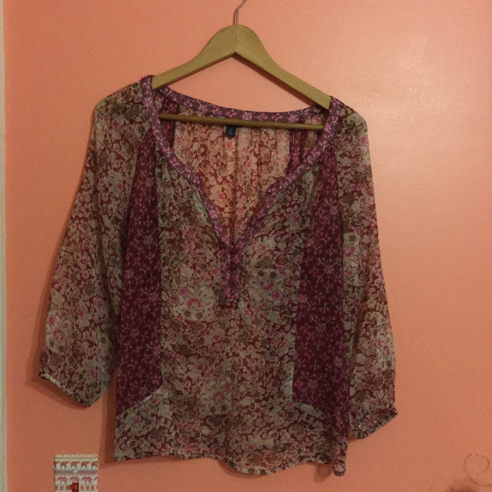 American Eagle sheer red top