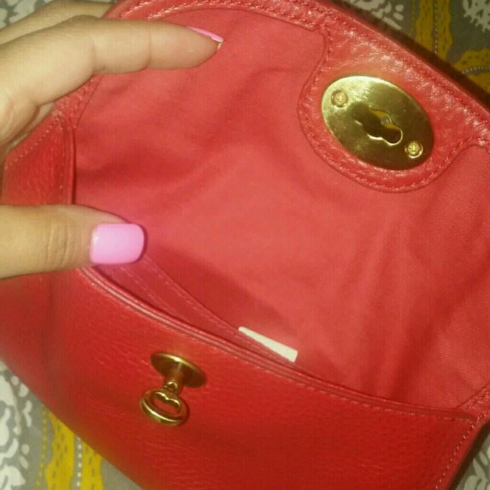 Authentic all leather Red Fossil crossbody