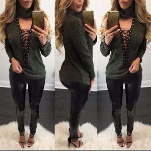 Lace up sweater