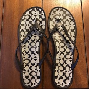 🔥Coach Black & Gray Lyra Jelly Flip Flops