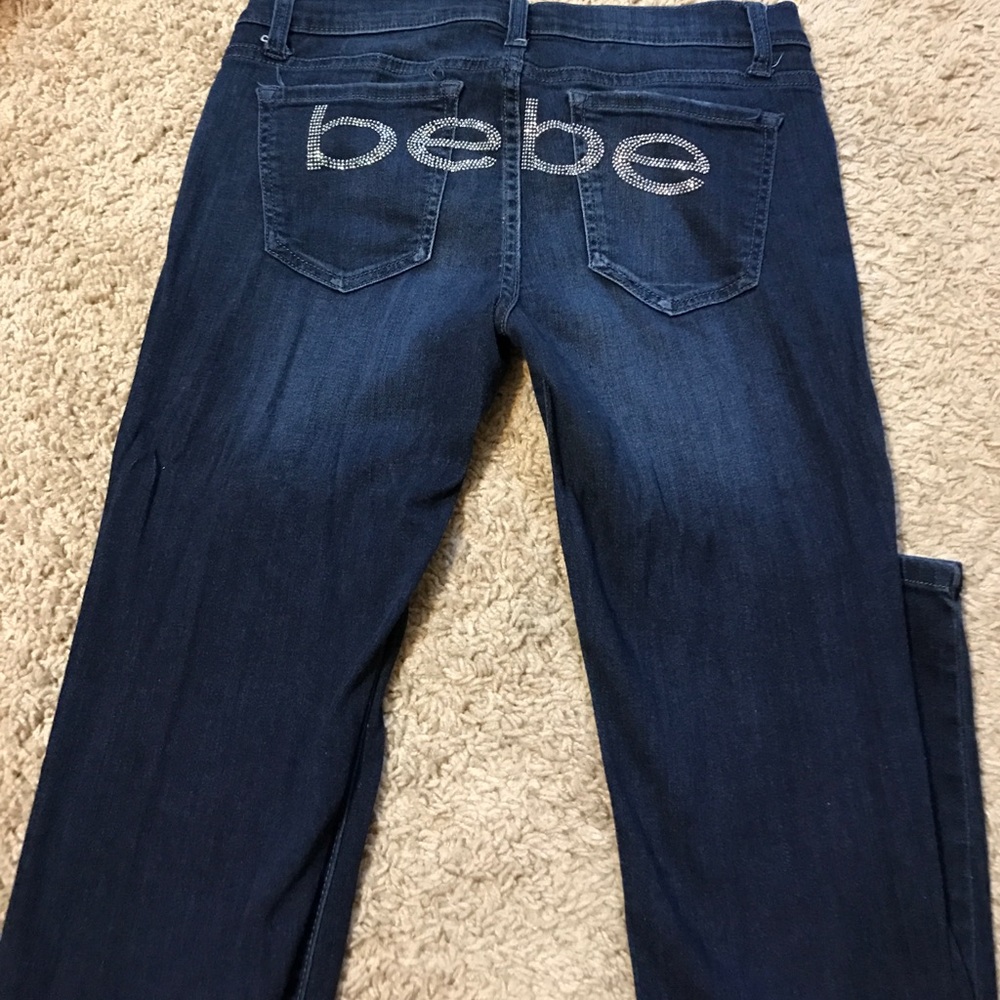 Bebe rhinestone logo skinny jeans
