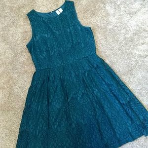 Emerald Lace Flare Dress