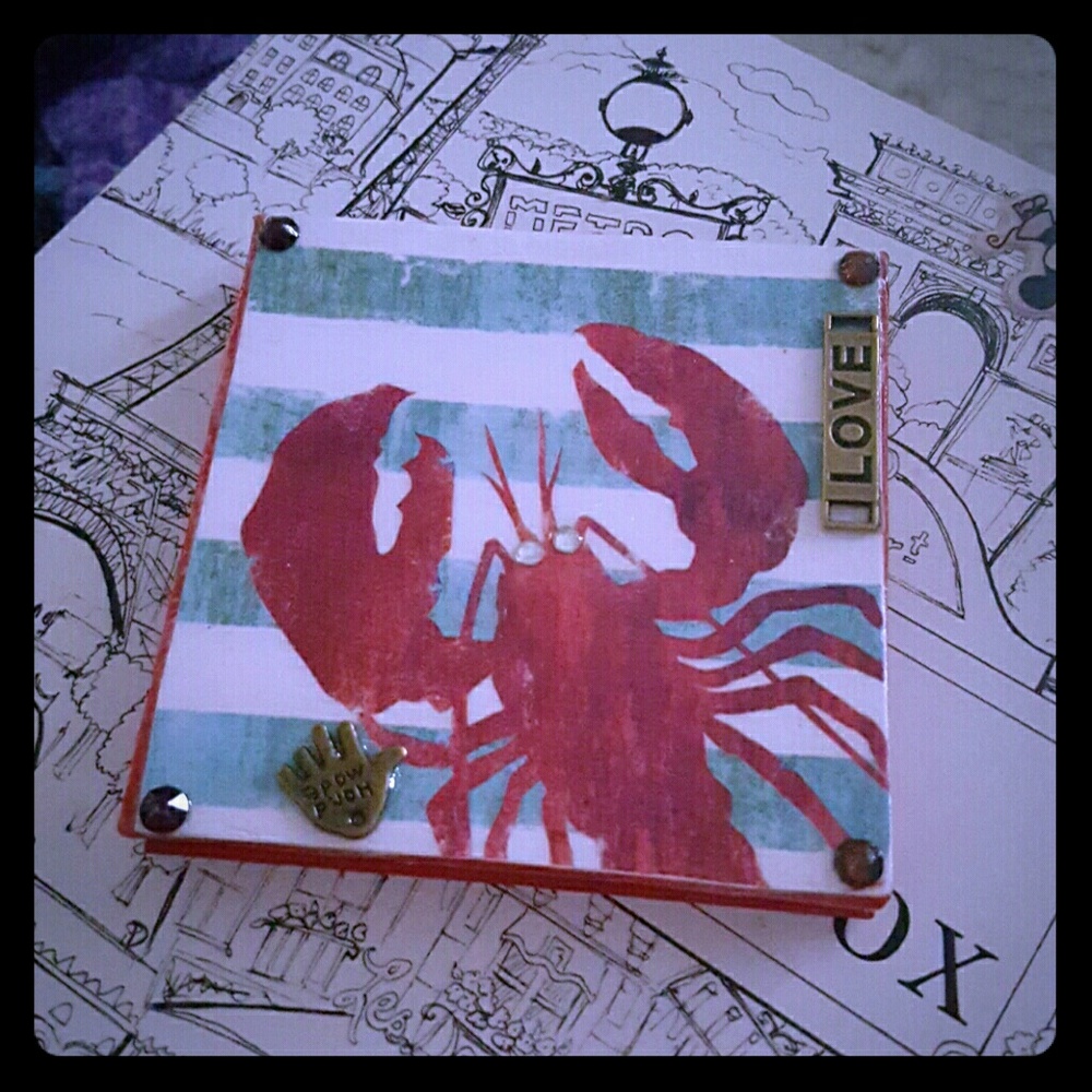 "Rock Lobster" handmade mirrored compact