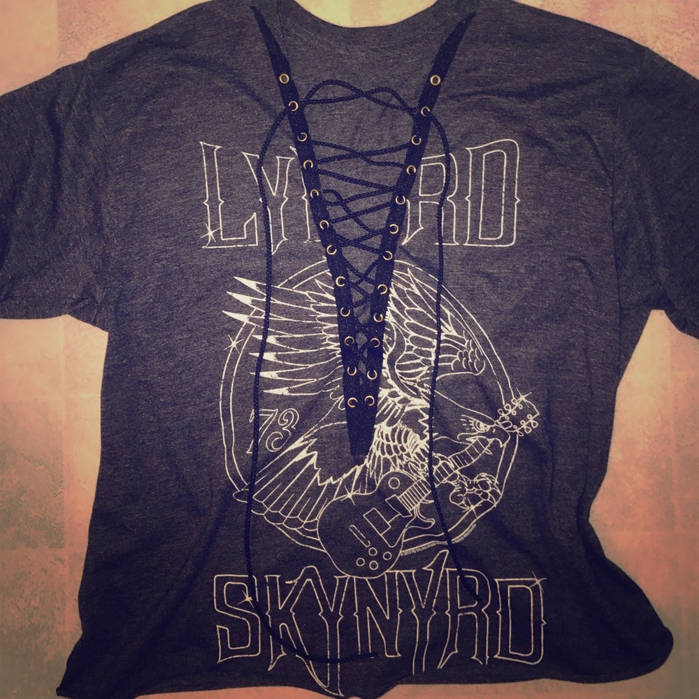 Handmade Lynard Skynard lace up tee