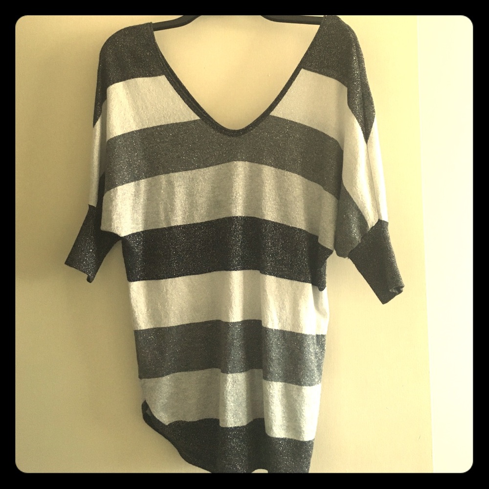 Gray striped sparkley shirt
