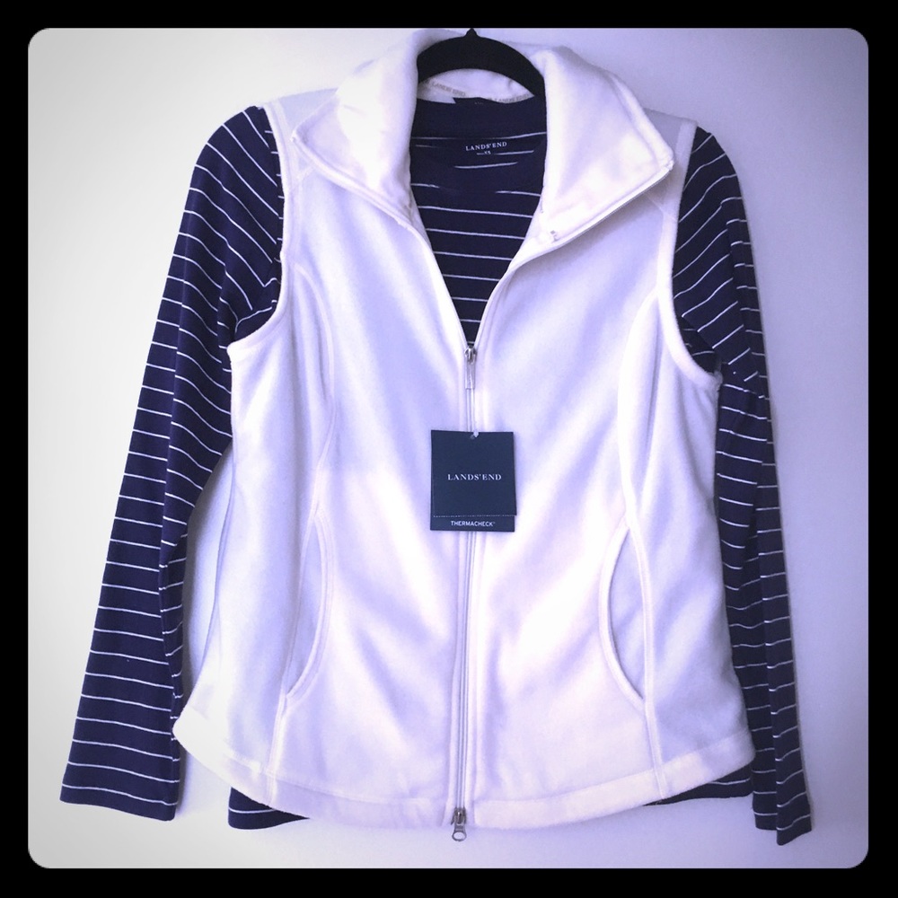 New with Tags Land's End Cream Fleece Vest- XS