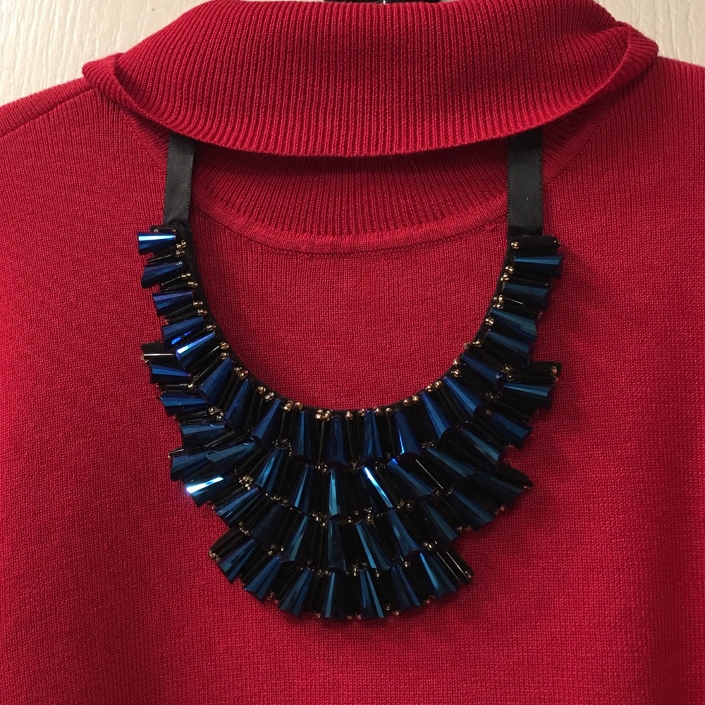 Choker or Necklace ribbon tie Blue/ Gold touch - Picture 4 of 4