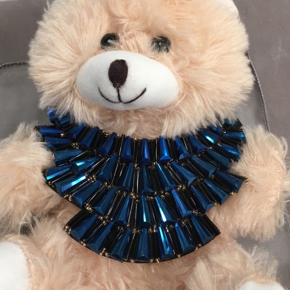 Jewelry - Choker or Necklace ribbon tie Blue/ Gold touch